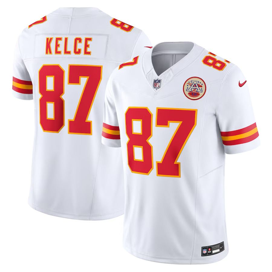 Men Kansas City Chiefs #87 Travis Kelce Nike White Vapor F.U.S.E. Limited NFL Jersey->oakland raiders->NFL Jersey